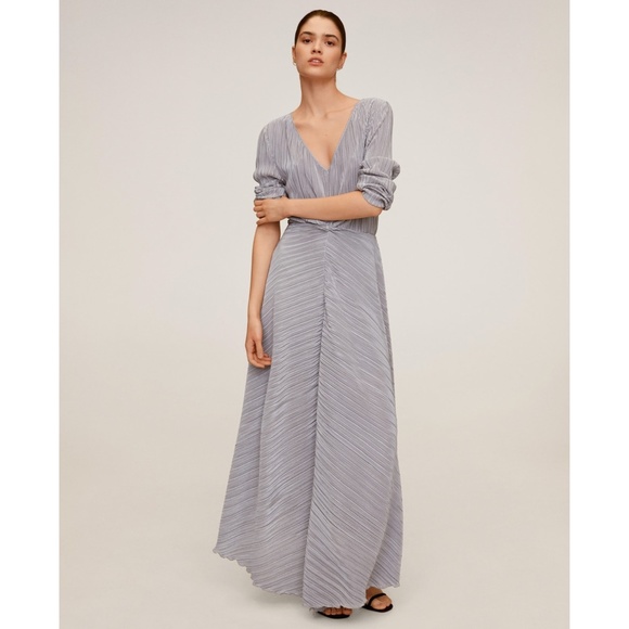 Mango Dresses & Skirts - Mango Silver Pleated Long Dress